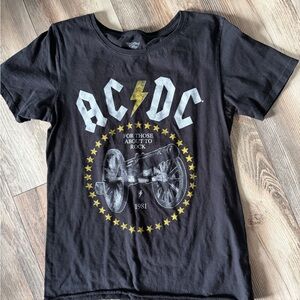 Recycled Karma Black AC/DC Graphic Tee with Yellow Accents